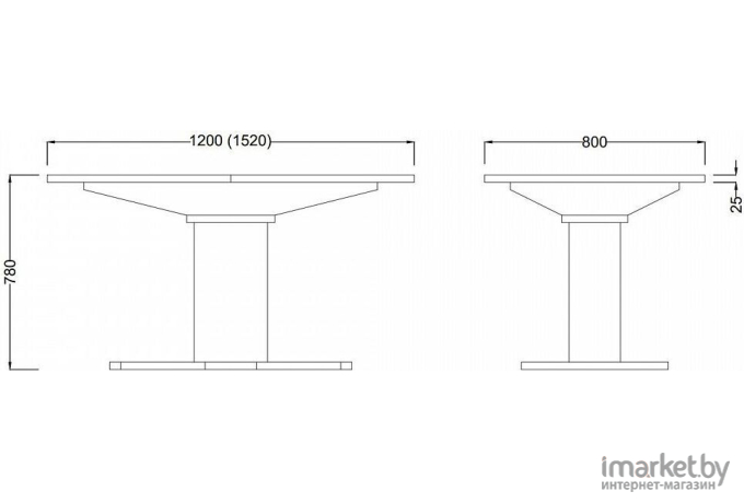 Стол обеденный Аврора Корсика 1200-1515х800 мрамор серый 12/черный матовый